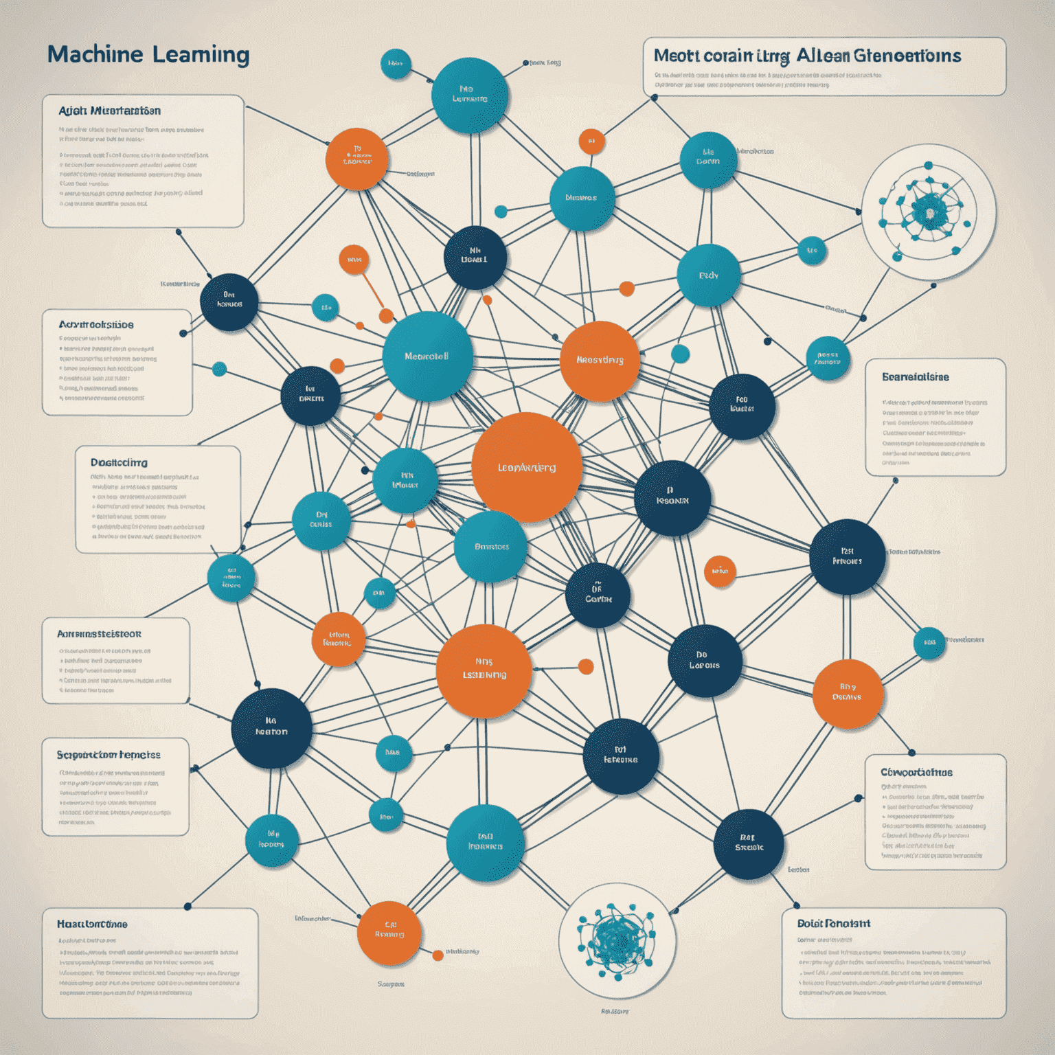 Visual representation of machine learning algorithms analyzing policy documents, showing interconnected nodes and data flows